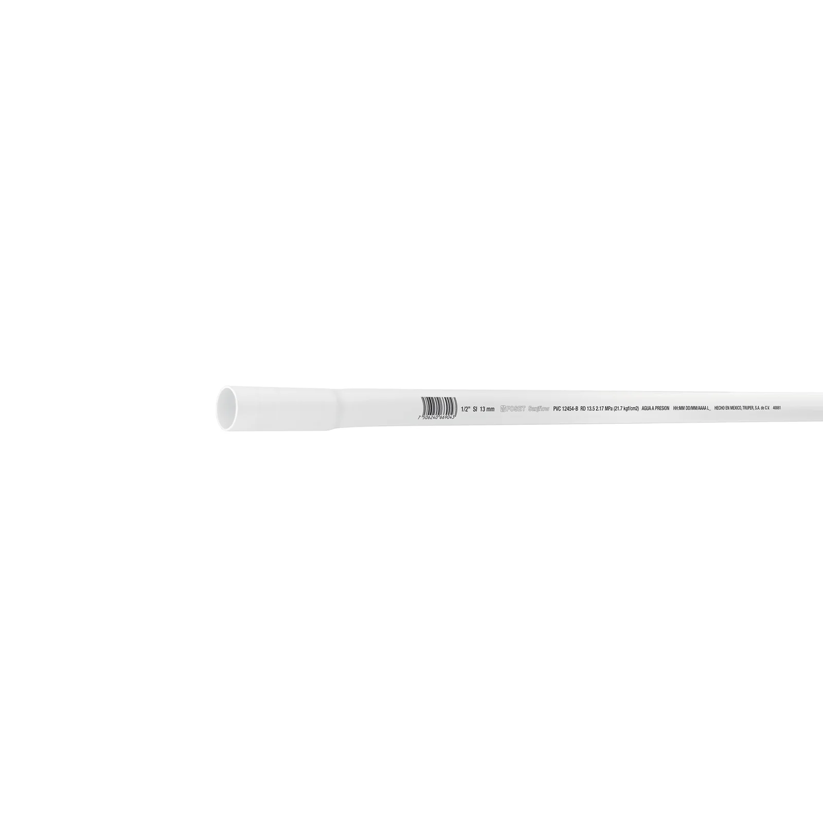 Tubo de 1/2" PVC hidráulico RD 21, 3m, 0.25kg