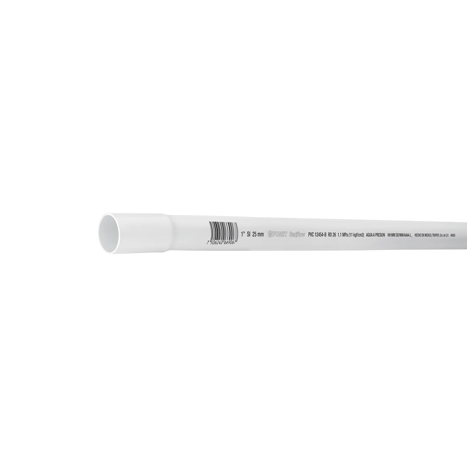 Tubo de 1" PVC hidráulico RD 26, 3m, 0.6kg